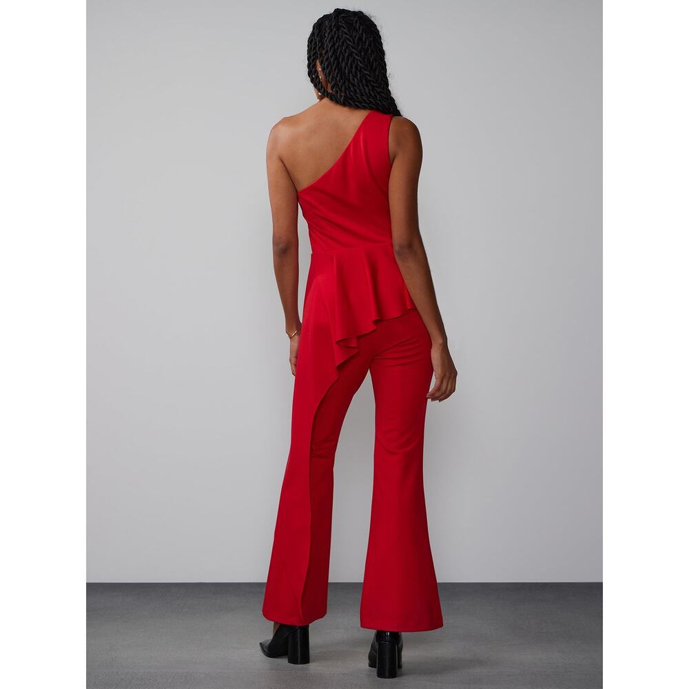 NEW YORK & COMPANY NWT Red Asymmetric Jumpsuit, Size Medium - Picture 4 of 16